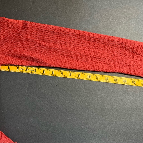 LUSH BURNT ORANGE TIERED DRESS SIZE MEDIUM FALL DRESS WAFFLE PRINT - Picture 9 of 11